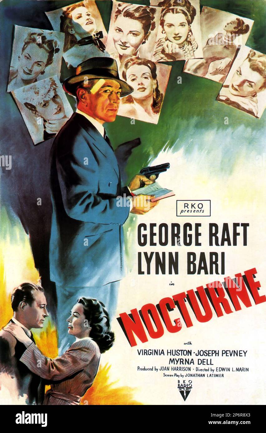 1946 : le FILM NOIR NOCTURNE par Edwin L. Marin , avec George Raft , Lynn Bari et Myrna Dell , D'un roman de Rowland Brown et Frank Fenton - FILM - CINÉMA - affiche pubbliciario - affiche - publicité - locandina - DIVA - DIVINA - DIVINE - VAMP - FEMME FATALE - - --- Archivio GBB Banque D'Images