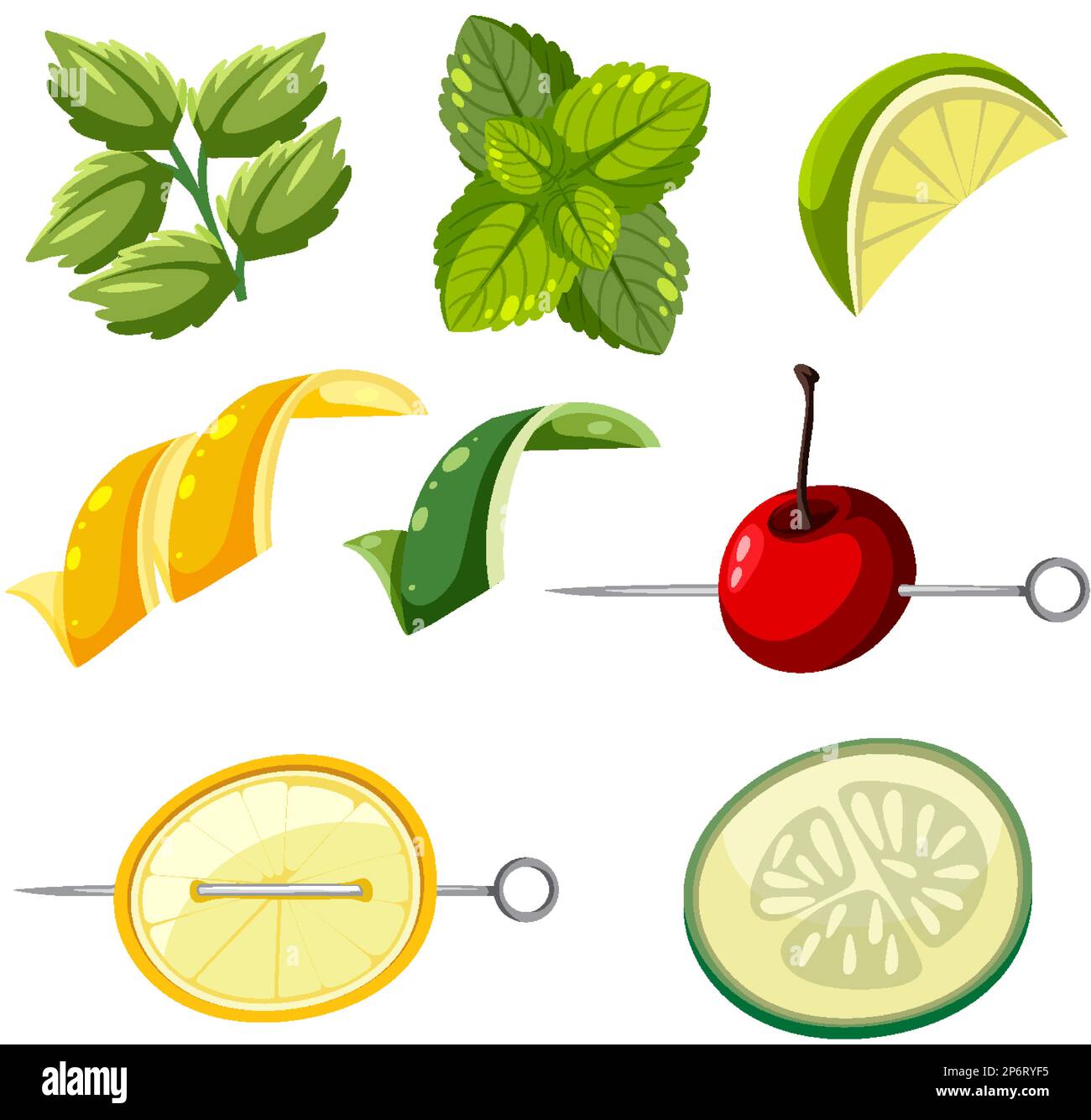 Ensemble d'éléments cocktail pour illustration de la décoration Illustration de Vecteur