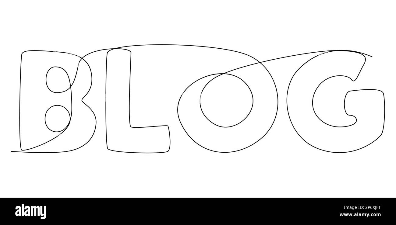 Une ligne continue de mot de blog. Concept de vecteur d'illustration à trait fin. Dessin de contour idées créatives. Illustration de Vecteur