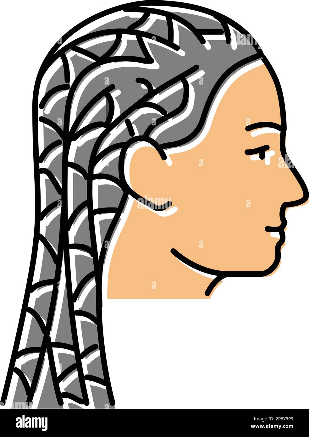 illustration vectorielle de l'icône de couleur féminine de la coiffure de cornrow Illustration de Vecteur