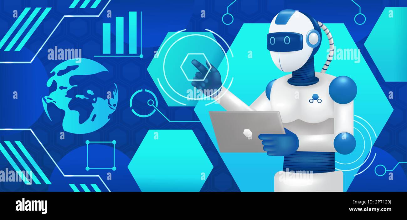 Les robots gouvernent le monde de la technologie, illustration 3D Illustration de Vecteur