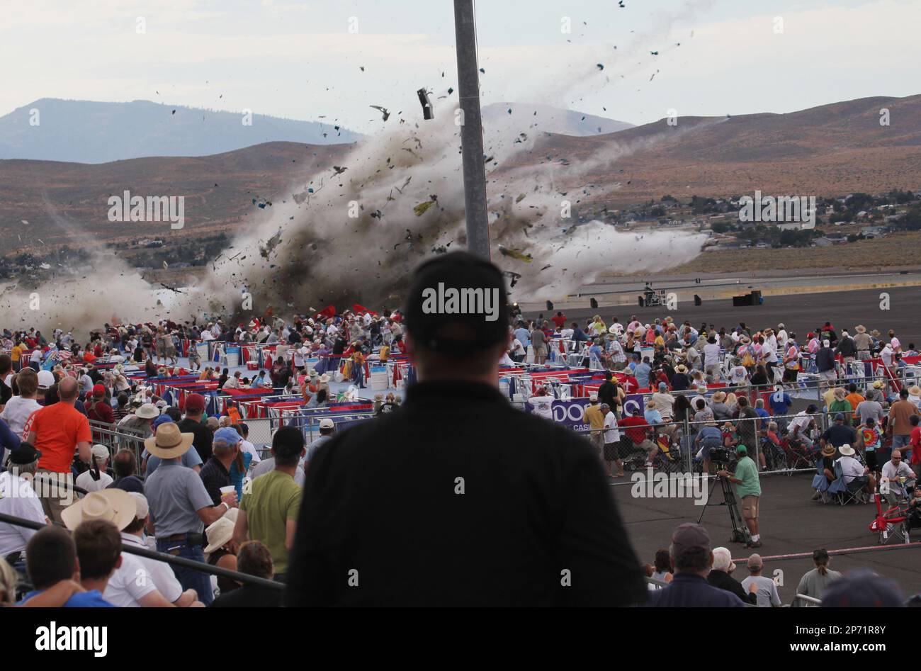 A P51 Mustang airplane crashes into the edge of the grandstands at the Reno Air show on Friday