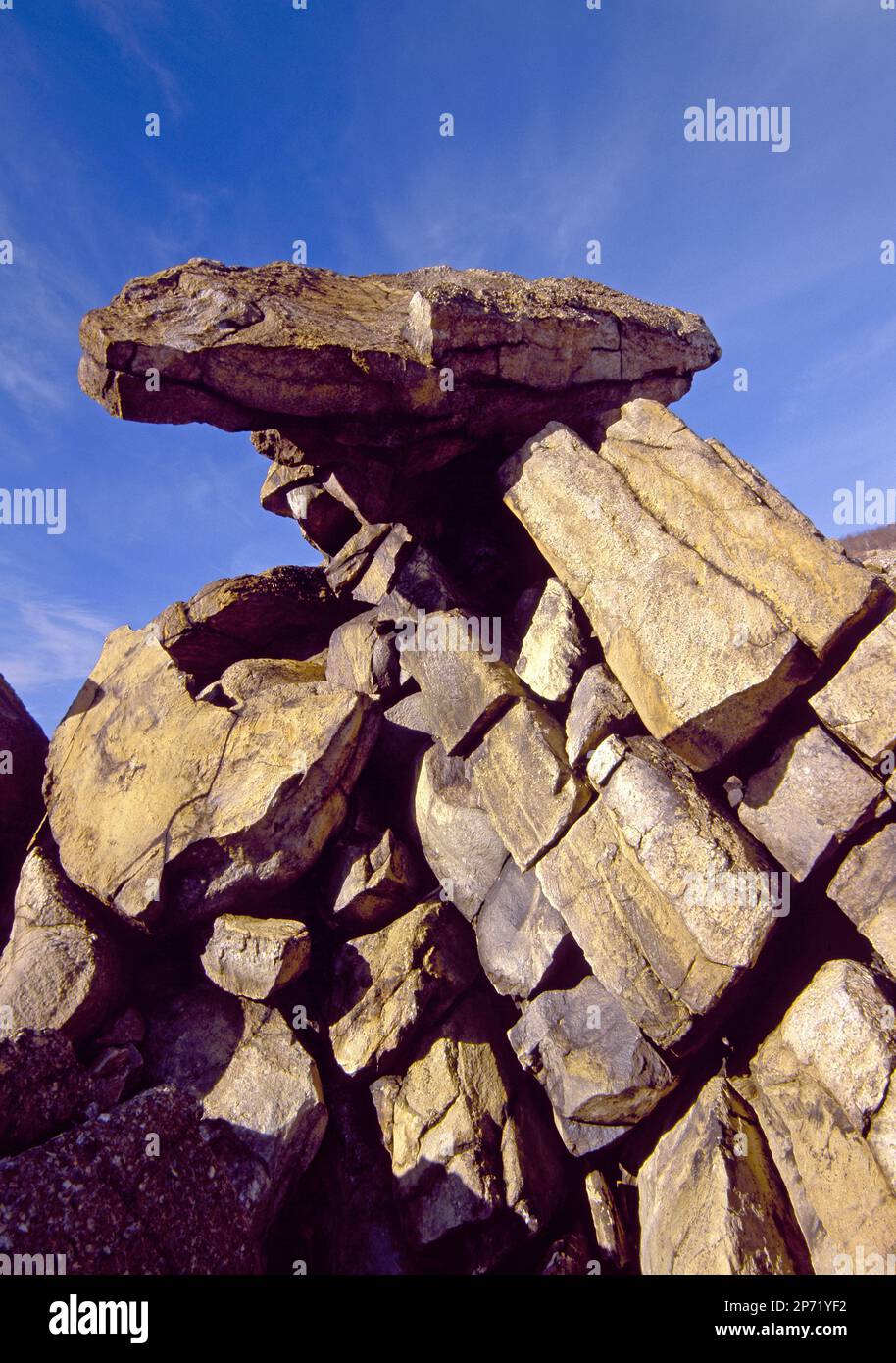 Un affleurement de quartzite le long du tne Appalachian Trai près de Leigh Gap en Pennsylvanie Banque D'Images