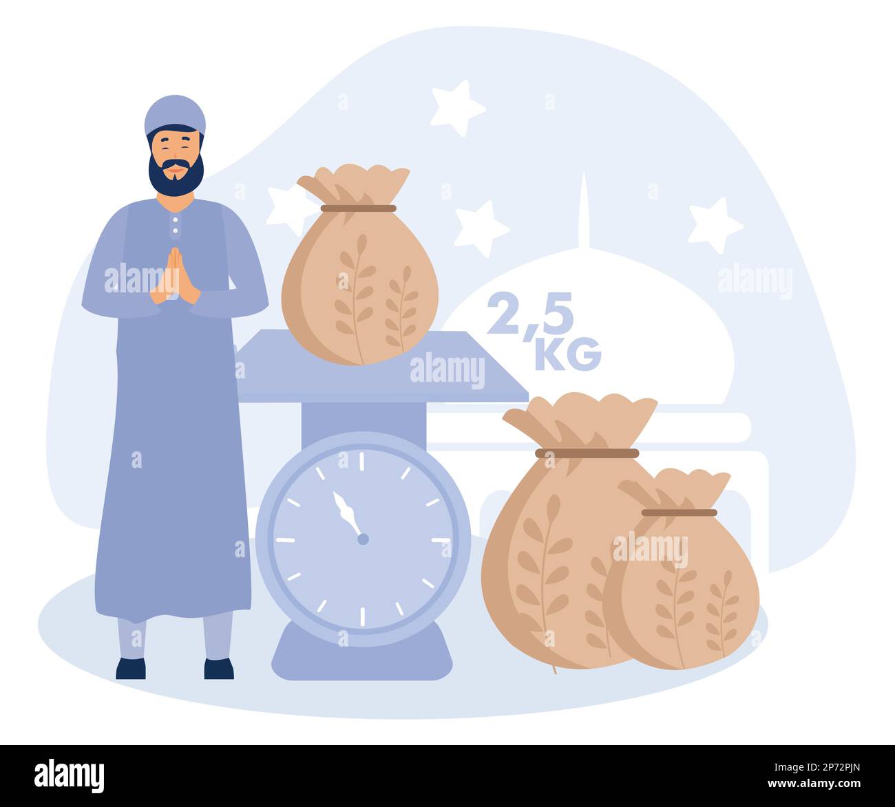 Illustration du zakat musulman payant, activités du mois du Ramadan avec zakat payant avant Eid Moubarak, illustration moderne du vecteur plat Illustration de Vecteur