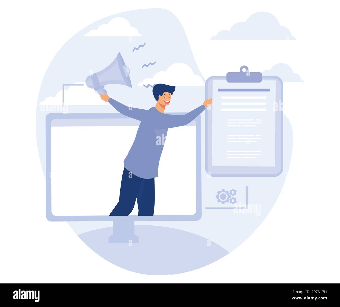 Concept de marque d'entreprise, création de marque, marketing ciblé, illustration moderne à vecteur plat Illustration de Vecteur