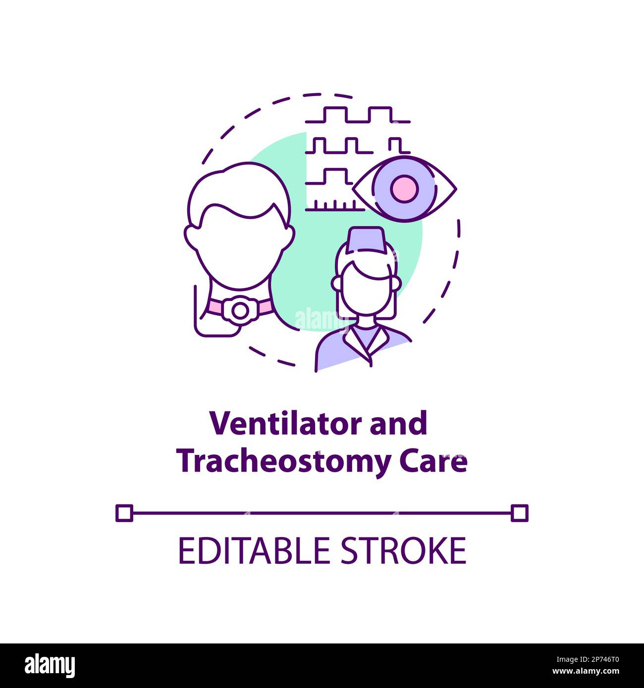 Icône de concept de prise en charge du ventilateur et de la trachéostomie Illustration de Vecteur