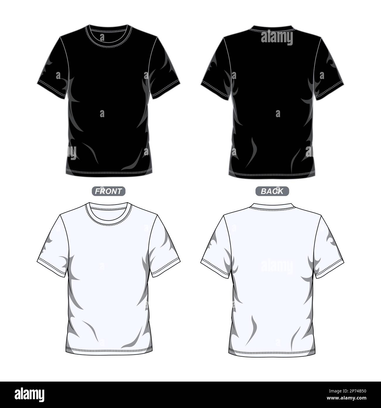 Modèle de t-shirt noir et blanc. Illustration vectorielle Illustration de Vecteur