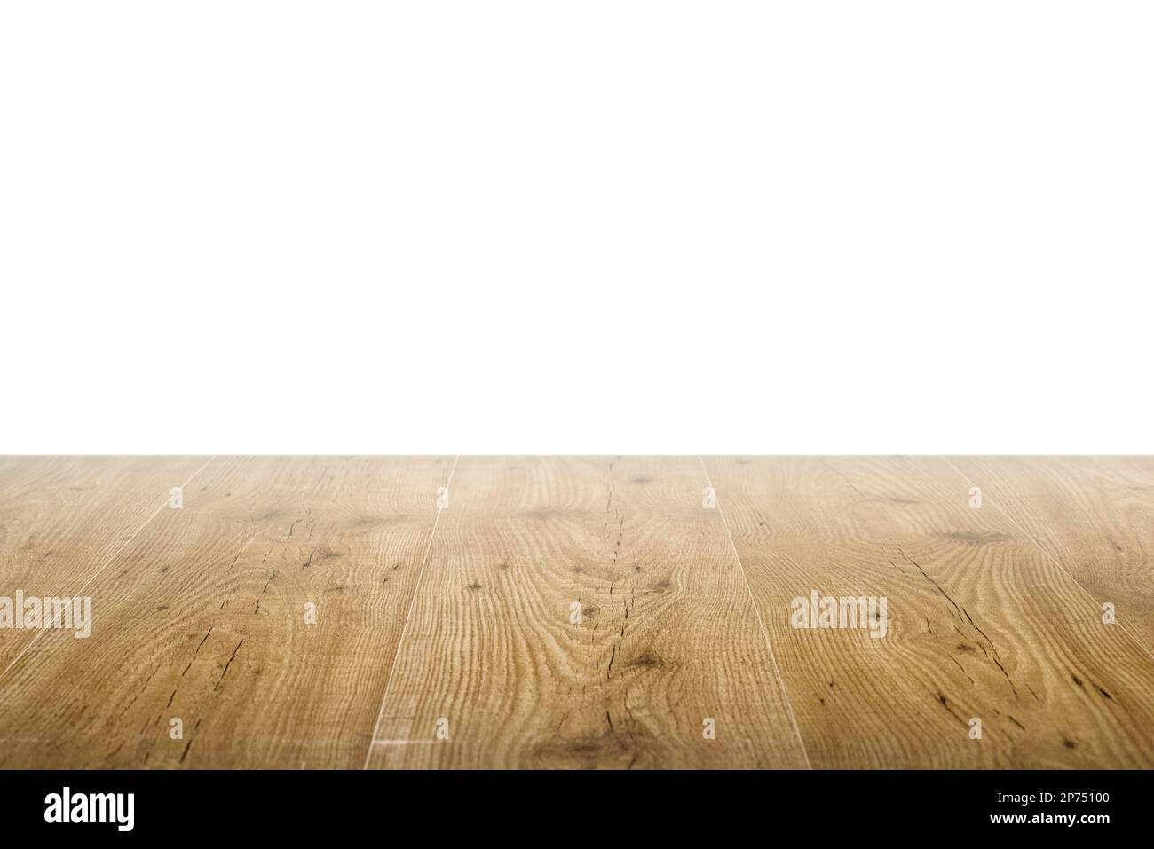 Planches en bois comme table ou bureau, isolées sur fond blanc. Banque D'Images