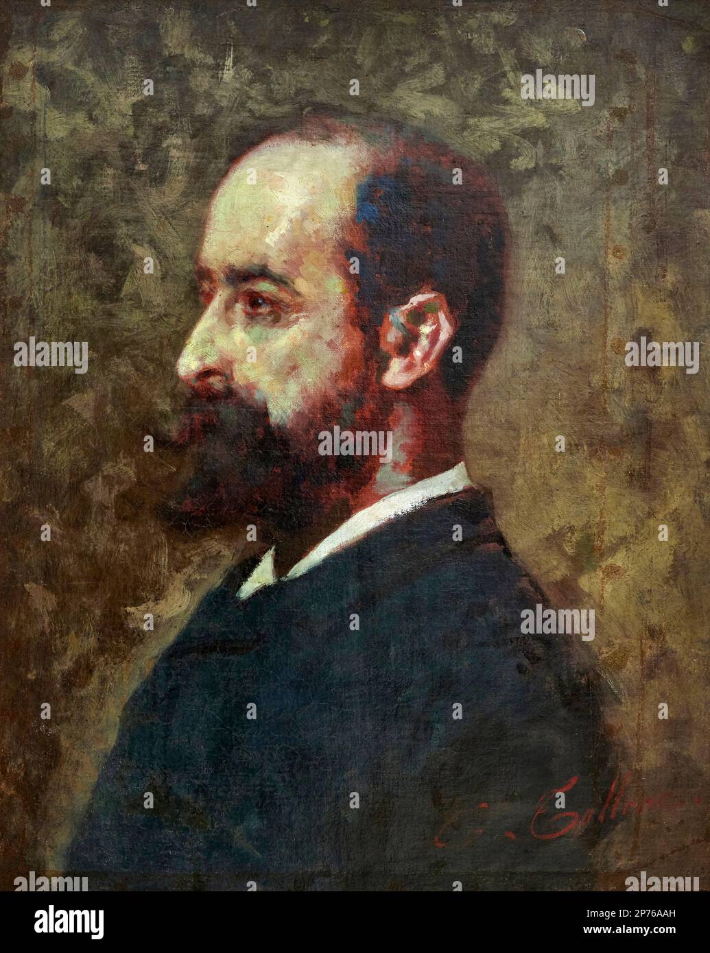 Ritratto del pittore Ambrogio Raffele - olio su tela - Cesare Tallone - 1883 - Piacenza, Galleria Ricci Oddi Banque D'Images