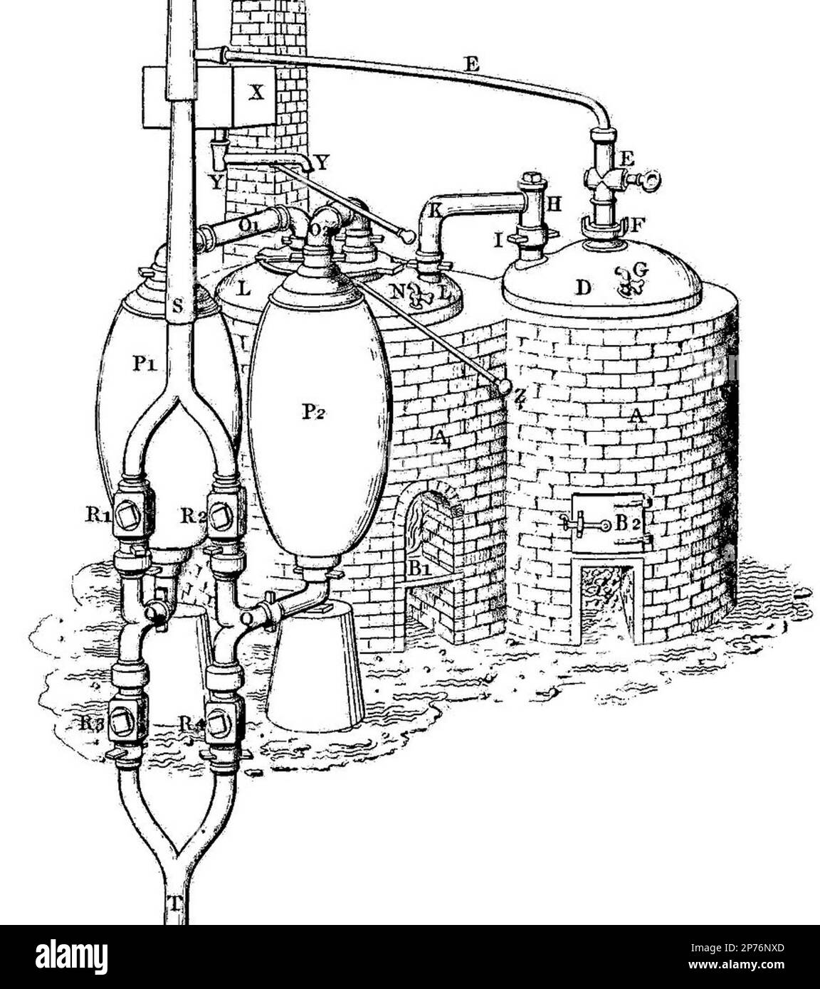Apparence d'une machine à vapeur par Thomas Savery Banque D'Images
