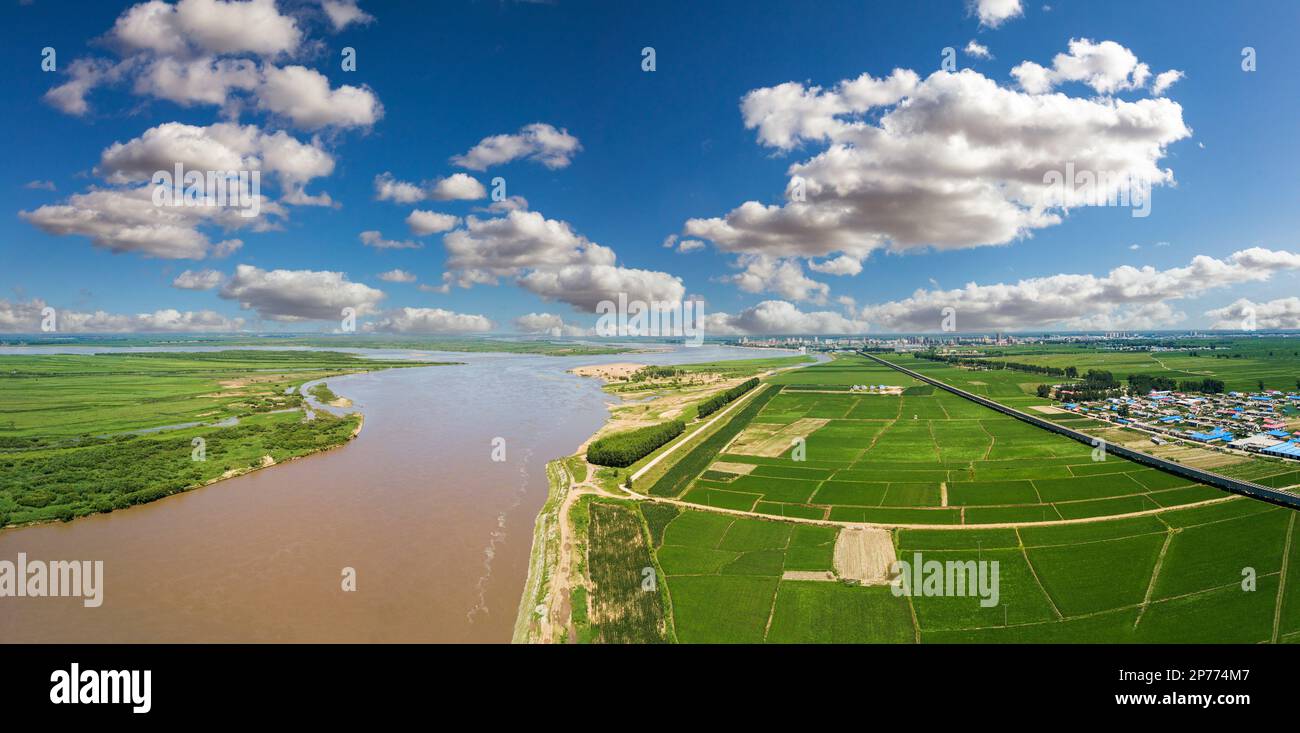 Paysage aérien de la rivière songhua en été Banque D'Images