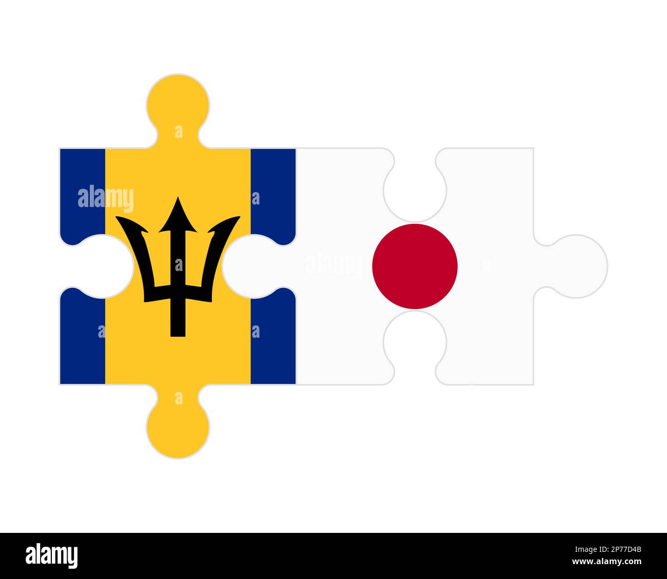 Puzzle connecté des drapeaux de la Barbade et du Japon, vecteur Illustration de Vecteur