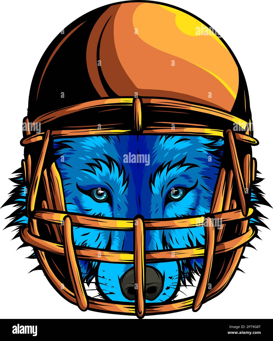 Le loup qui devint la mascotte du football américain, et portait le casque Illustration de Vecteur