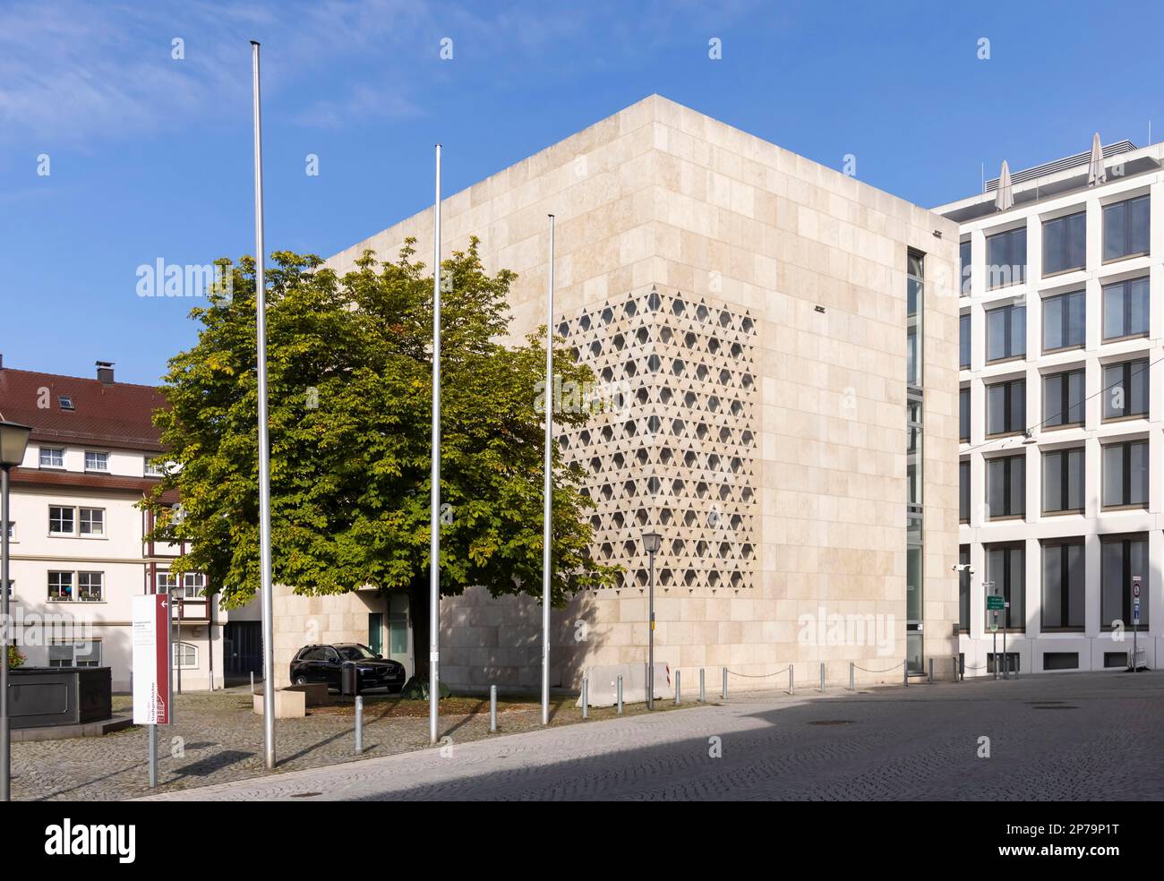 Synagogue, extérieur avec ornements juifs, Ulm, Bade-Wurtemberg, Allemagne Banque D'Images