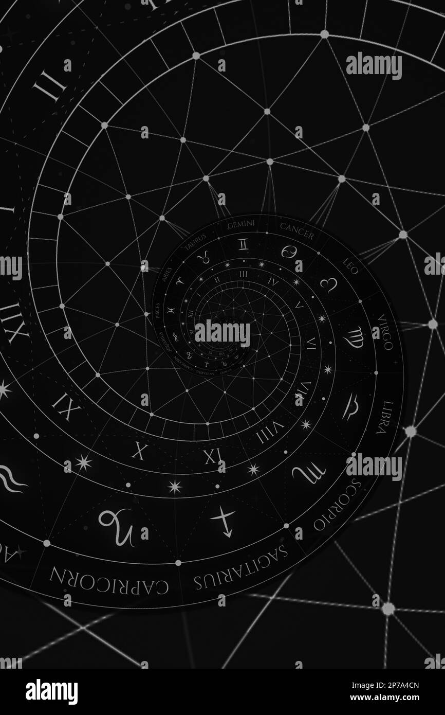 Illustration d'arrière-plan du signe d'astrologie et d'alchimie - noir Banque D'Images
