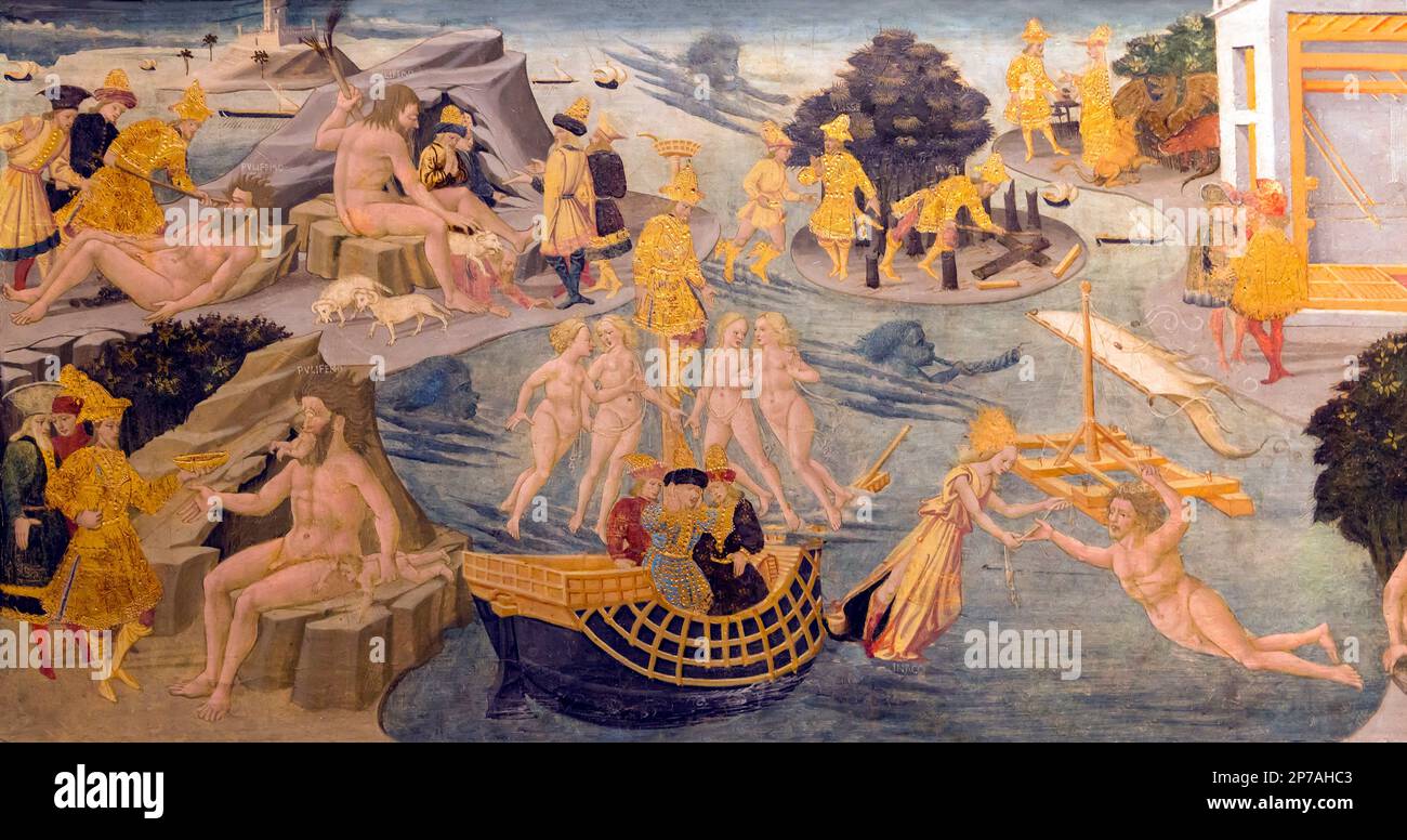 Aventures d'Ulysse, détail, Apollonio di Giovanni, vers 1440, l'Art Institute of Chicago, Chicago, Illinois, USA, Amérique du Nord, Banque D'Images