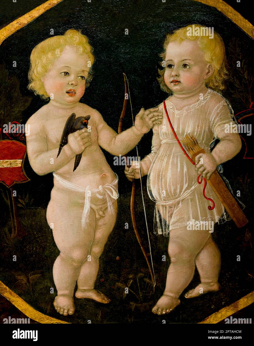 Deux jeunes garçons, Matteo di Giovanni, vers 1490, desco da parto, bac de naissance, l'Art Institute of Chicago, Chicago, Illinois, USA, Amérique du Nord, Banque D'Images