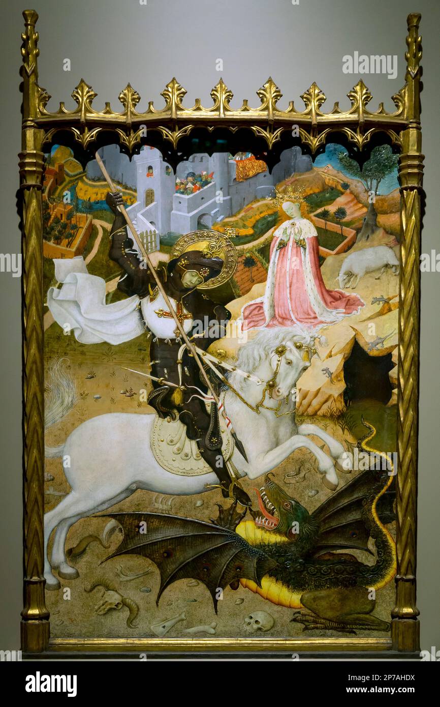 Saint George et le Dragon, Bernat Martorell, vers 1435, l'Art Institute of Chicago, Chicago, Illinois, USA, Amérique du Nord, Banque D'Images