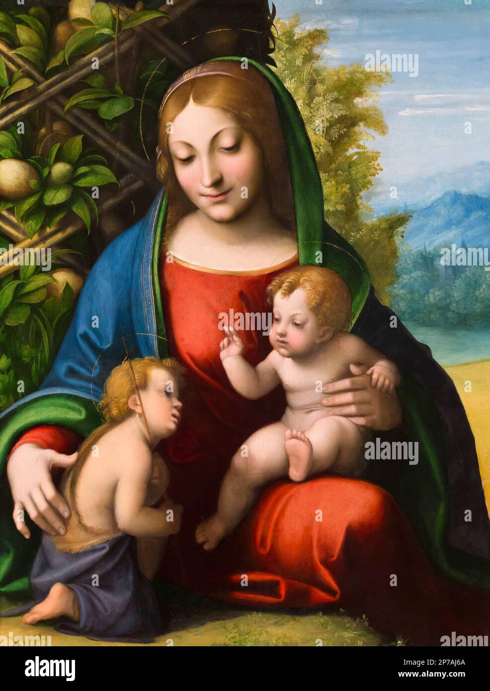 Vierge à l'enfant avec le jeune Saint Jean-Baptiste, Correggio, vers 1515, l'Art Institute of Chicago, Chicago, Illinois, USA, Amérique du Nord, Banque D'Images