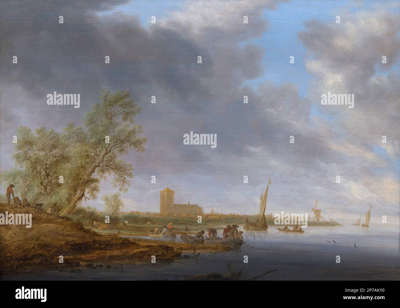 Paysage de rivière en vue de Naarden, Salomon van Ruysdael, 1642, Art Institute of Chicago, Chicago, Illinois, USA, Amérique du Nord, Banque D'Images