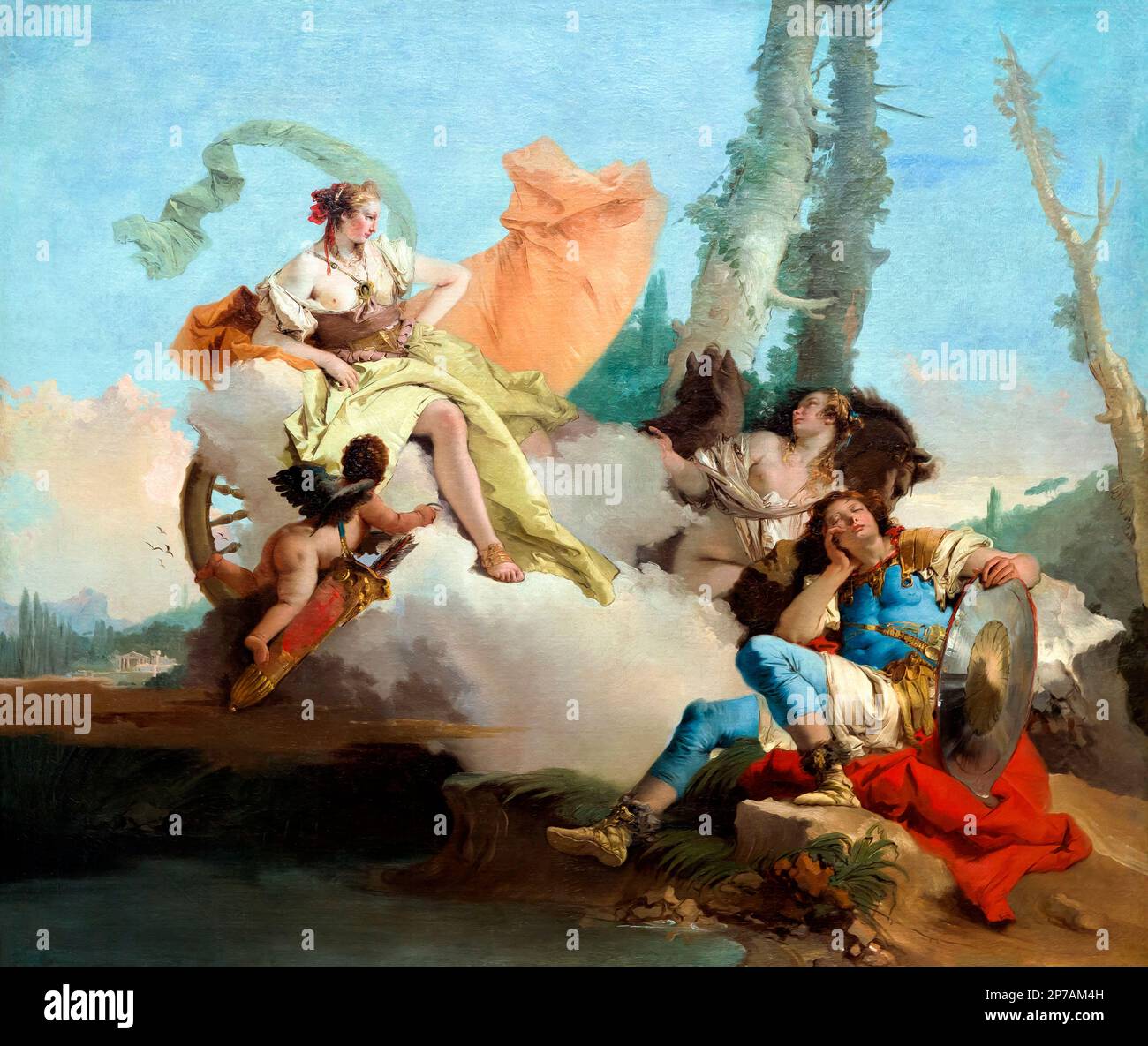 Armida rencontre le Rinaldo de couchage, Giovanni Battista Tiepolo, 1742-1745, Art Institute of Chicago, Chicago, Illinois, USA, Amérique du Nord, Banque D'Images