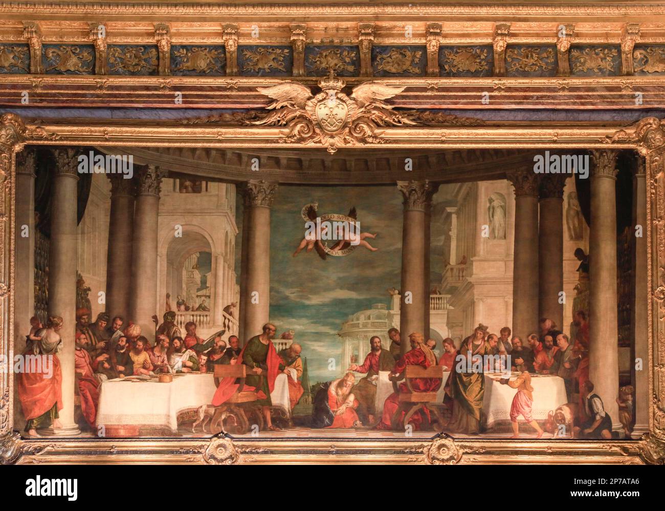 Près de 10 mètres de long de peinture monumentale le dîner dans la Maison de Simon le Pharisien par Paolo Caliari appelé Veronese dans la salle Hercules, Château Banque D'Images