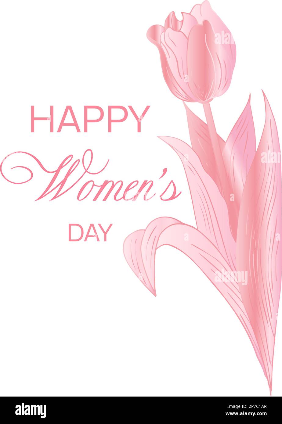 Silhouette féminine et fleurs de tulipe. sur fond rose, dégradé. Le concept de la fête des mères, de la fête des femmes, des salutations pour les proches. Illustration de Vecteur