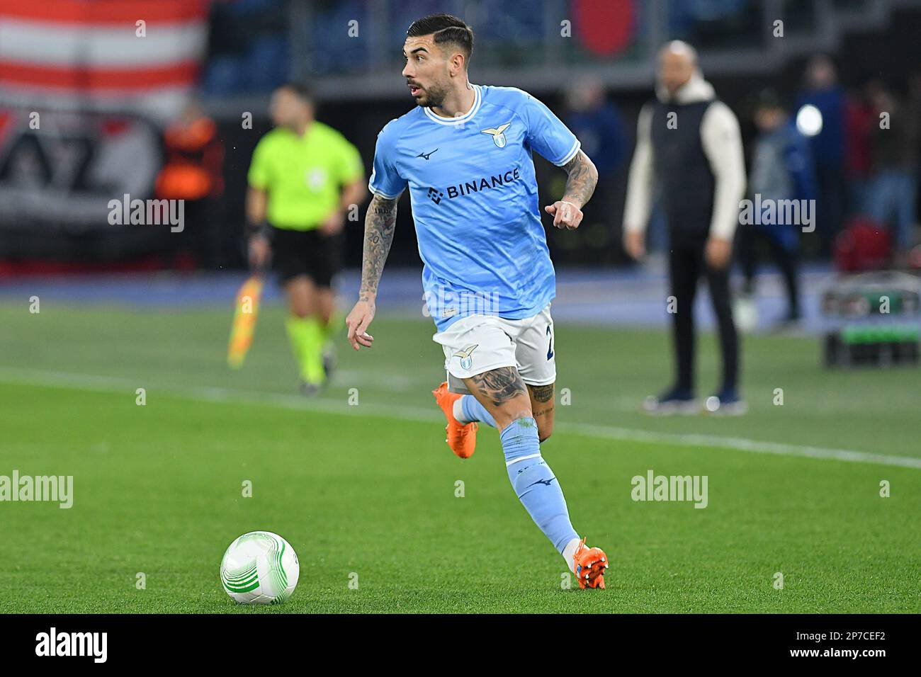 Rome, Latium. 07th mars 2023. Mattia Zaccagni de SS Lazio pendant le football Conférence UEFA Ligue Match série A Match Lazio v AZ Alkmaar, Stadio Olimpico Rome, Italie, 07 mars 2023 Fotografo01 crédit: Agence de photo indépendante/Alamy Live News Banque D'Images