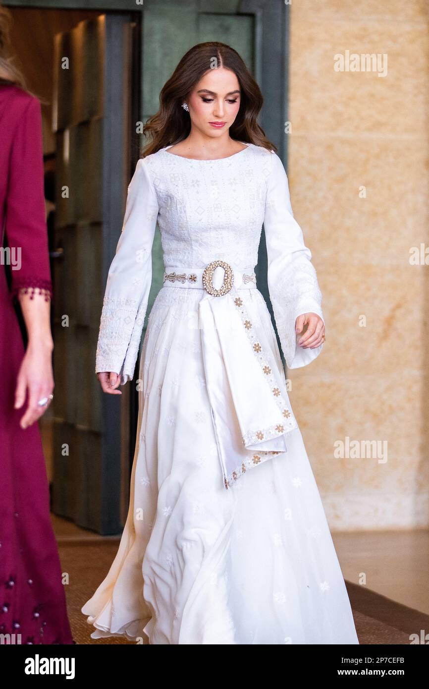 Amman, Jordanie. 08th mars 2023. La princesse Iman de Jordanie, vue lors  d'une fête traditionnelle de Henné organisée par sa mère la princesse  Rania, dans le cadre des cérémonies à venir du