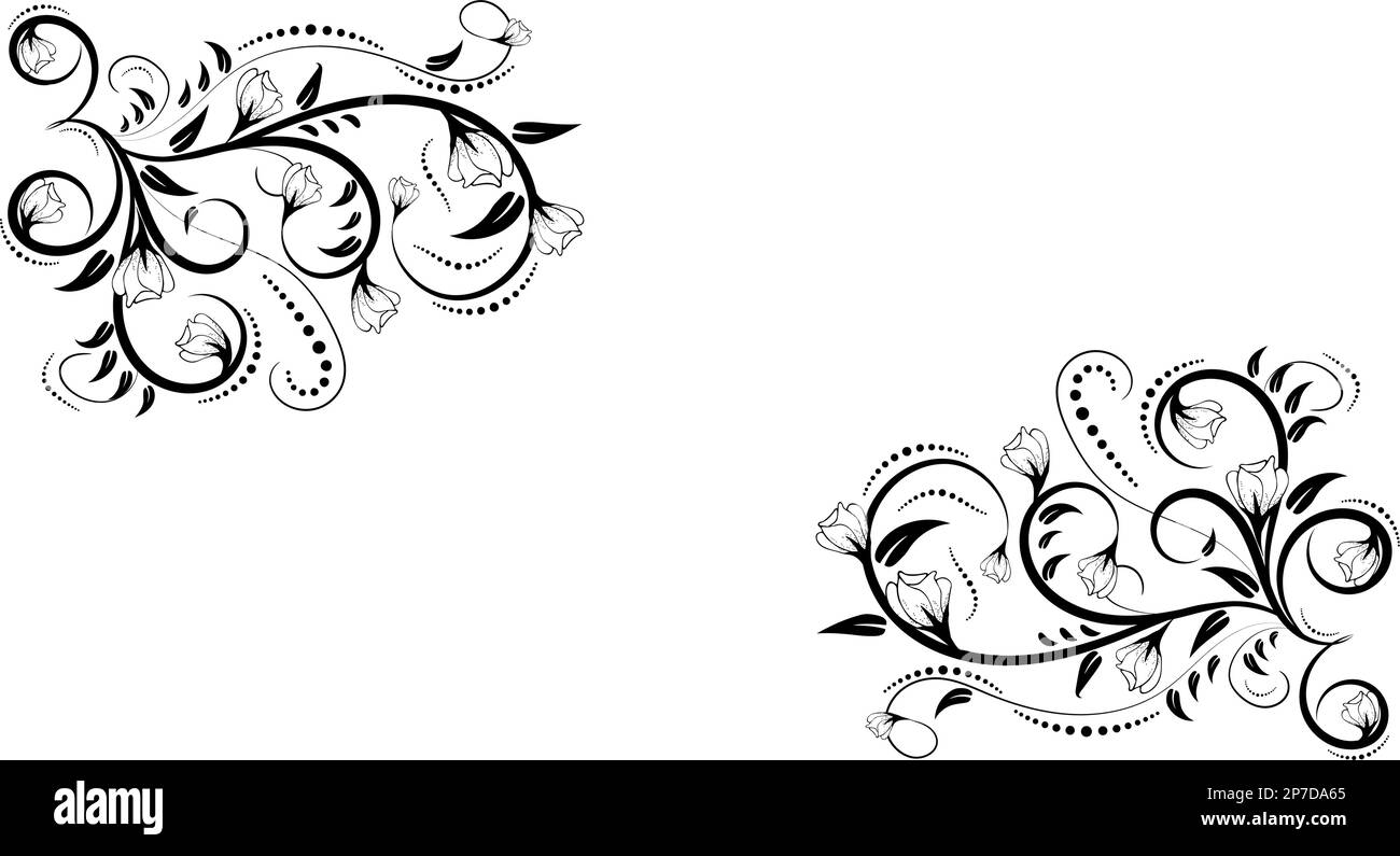 Cadre luxueux décoré de fleurs et de feuilles, cadre exquis. Style victorien. Pinceau calligraphique, lignes royales. Invitations, cartes, greetin Illustration de Vecteur