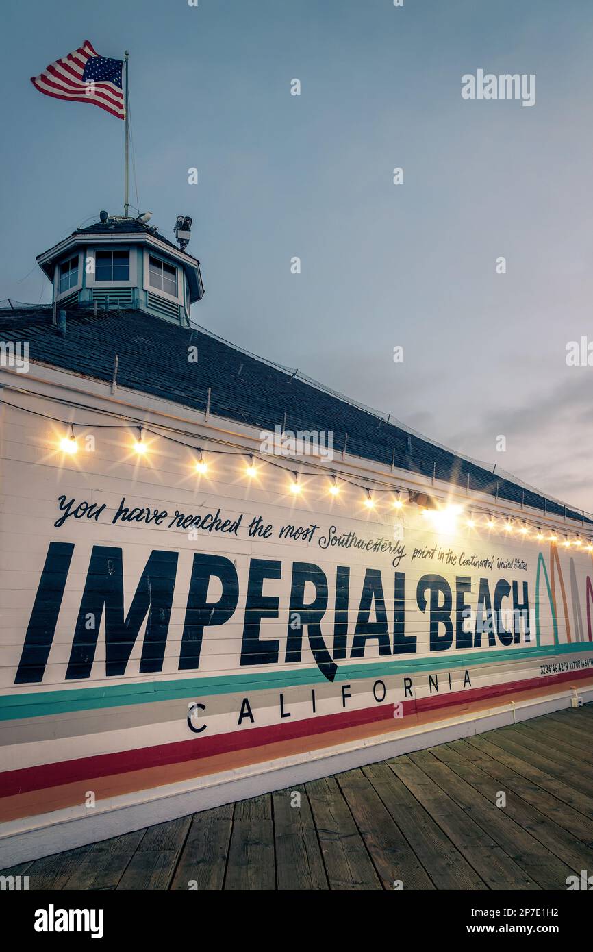 Imperial Beach Pier à San Diego, Californie Banque D'Images