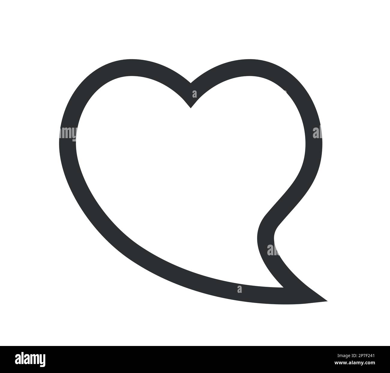 Symbole de bulle de parole en forme de coeur modèle de message amour vector contour icône d'illustration Illustration de Vecteur