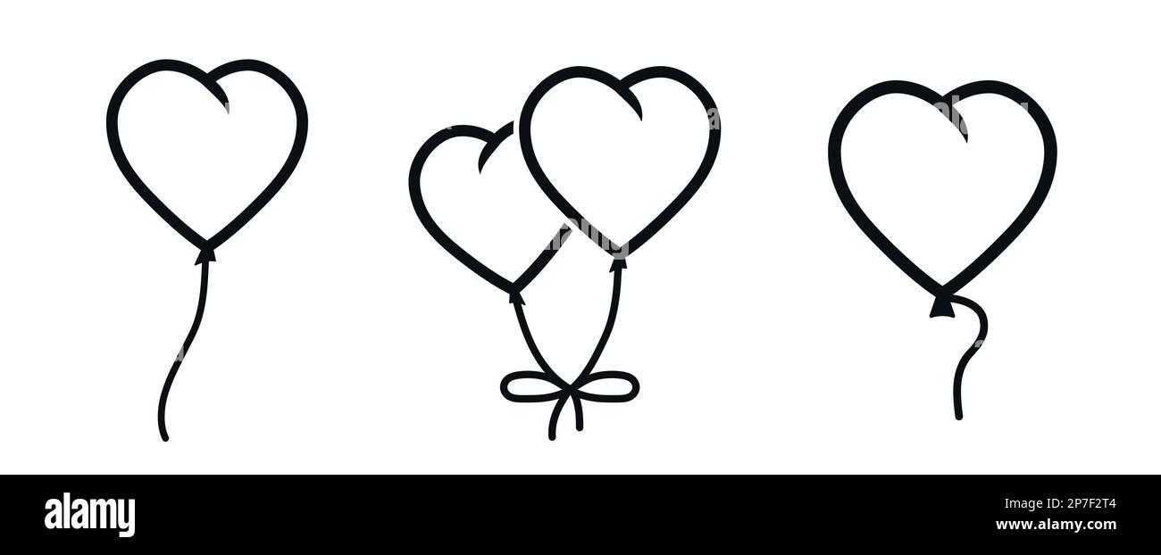 Icônes vectorielles de ballons en forme de cœur Illustration de Vecteur