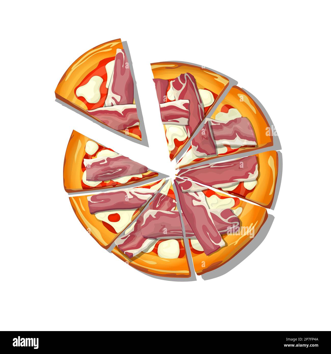 Tranché Pizza Tirolese dessin animé sur fond blanc, illustration vectorielle Illustration de Vecteur
