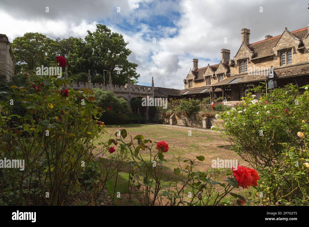 Les jardins et les maisons d'alms de l'hôpital Brownes. Stamford, Lincolnshire, Angleterre. Banque D'Images