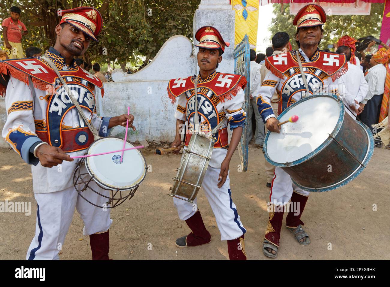 LAKHERI, INDE, 7 novembre 2017 : musiciens pendant le festival Lakheri, une partie de Bundi UtSAV, un remarquable groupe d'art traditionnel, rajasthani cultu Banque D'Images