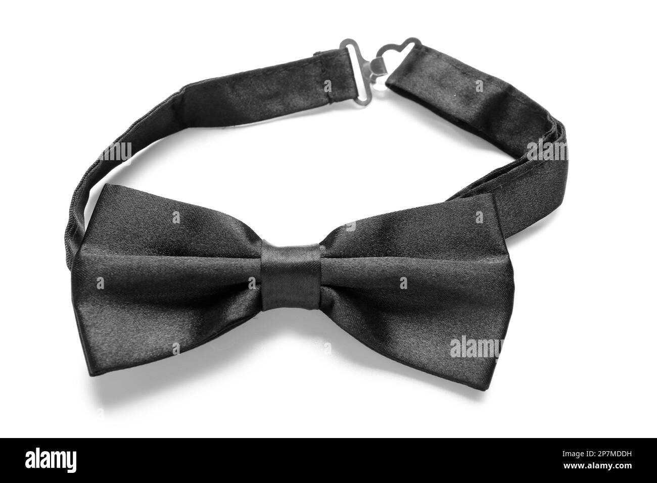 Noeud papillon noir élégant sur fond blanc Banque D'Images