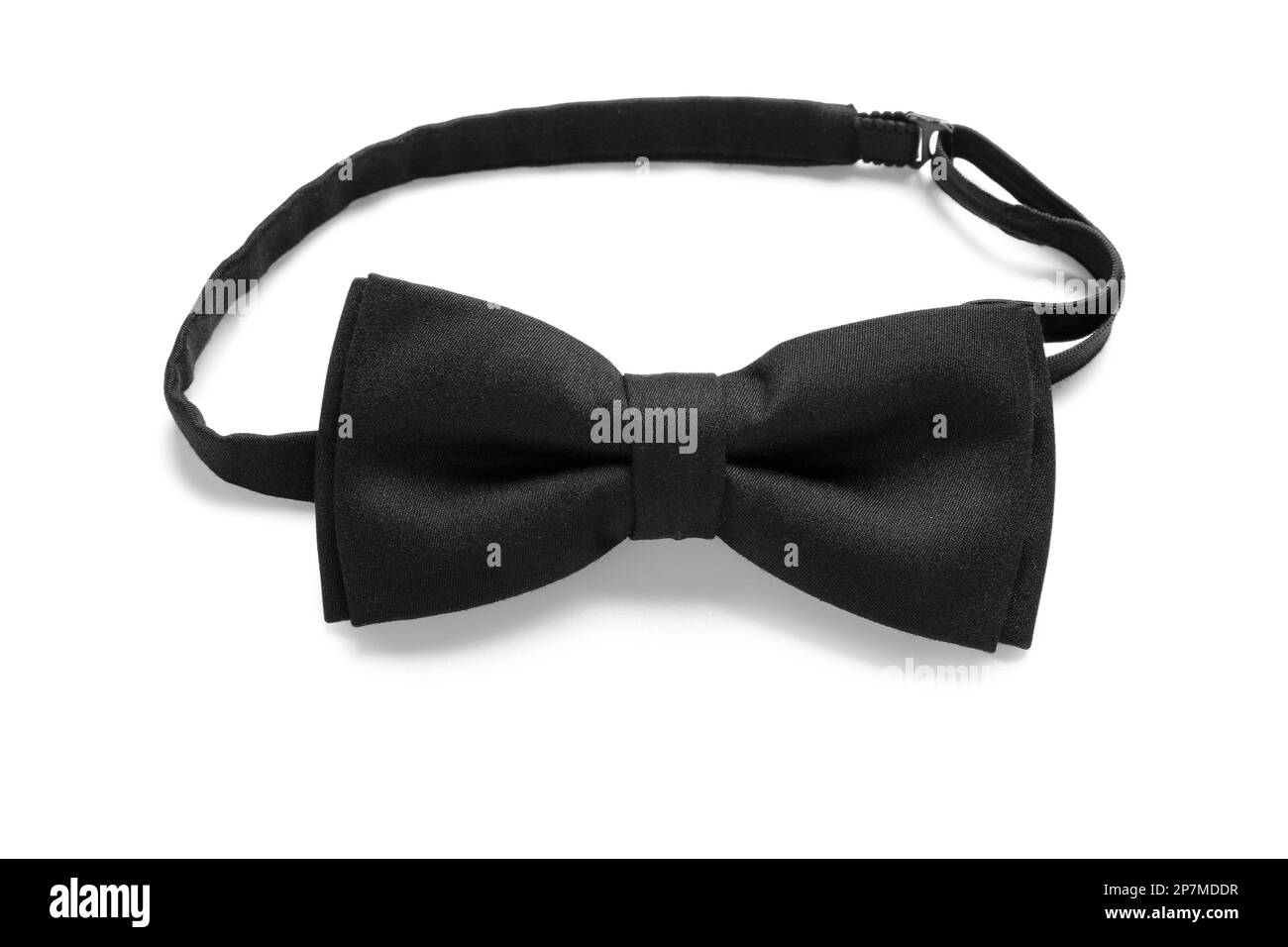 Noeud papillon noir élégant sur fond blanc Banque D'Images