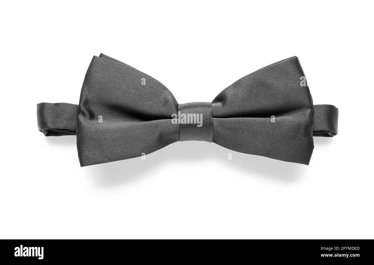 Noeud papillon noir élégant isolé sur fond blanc Banque D'Images
