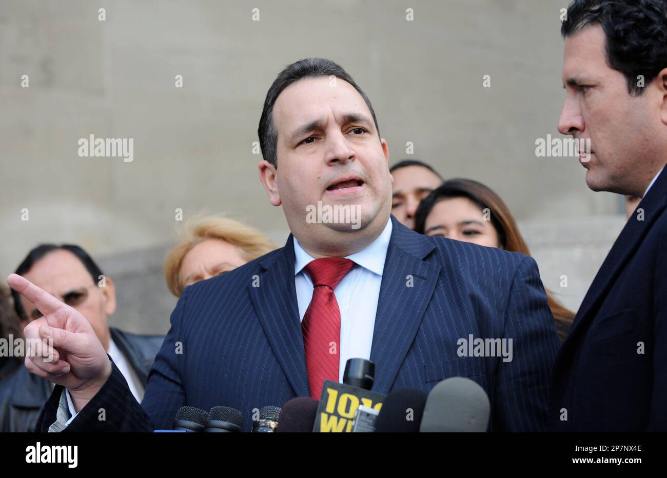 New York State Sen Hiram Monserrate Speaks To The Media In Front Of new-york-state-sen-hiram-monserrate-speaks-to-the-media-in-front-of
