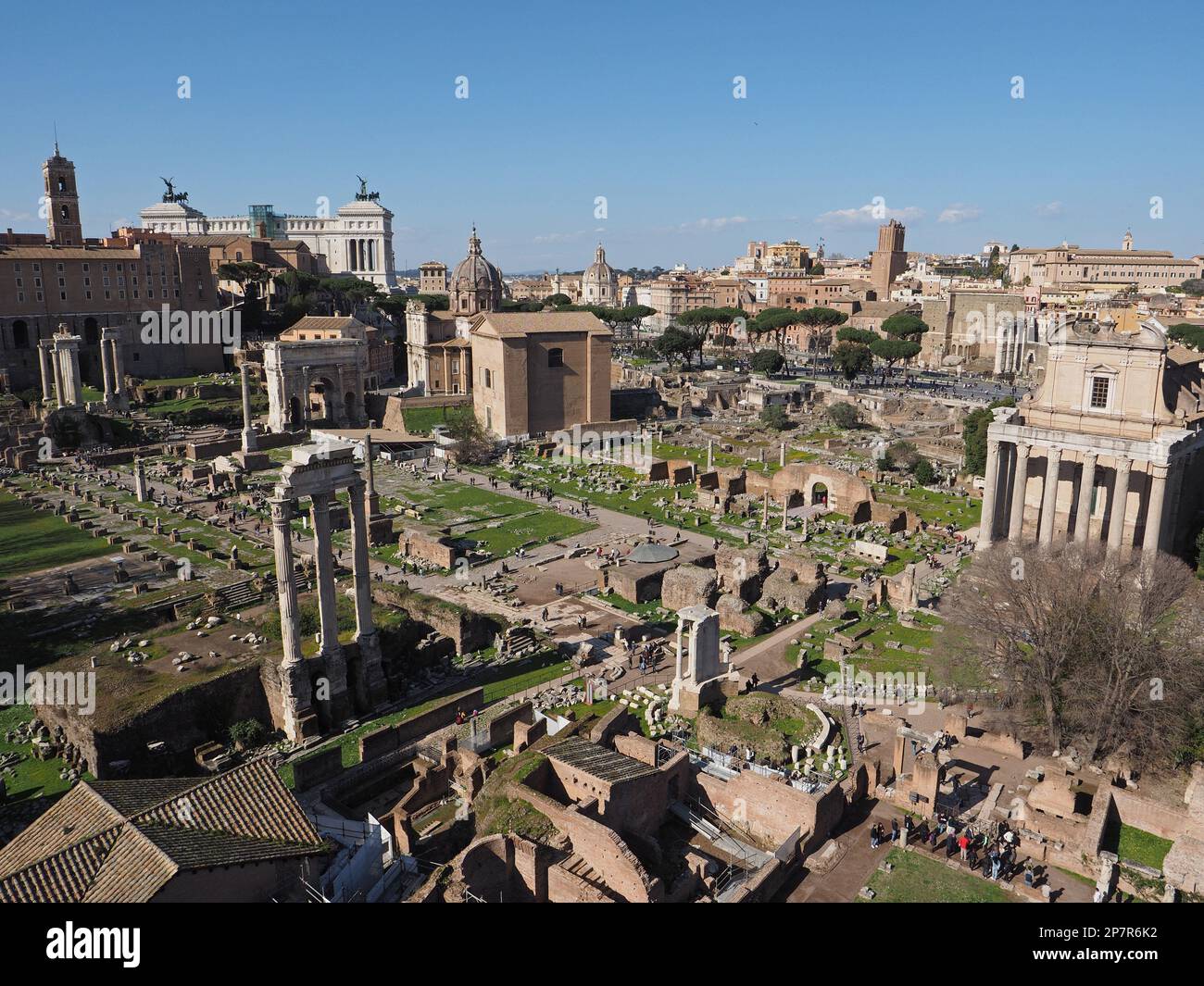 Forum Romanum vue d'ensemble de la colline palatine, Rome, Italie Banque D'Images