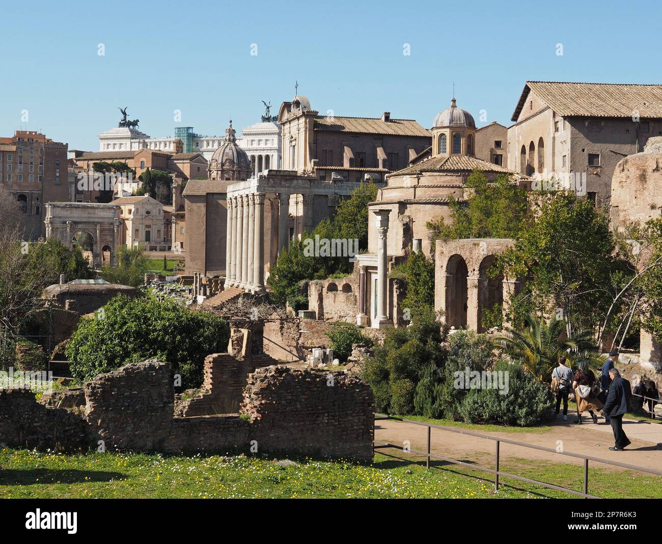 Site d'excavation du Forum Romanum dans le centre-ville de Rome, Italie Banque D'Images