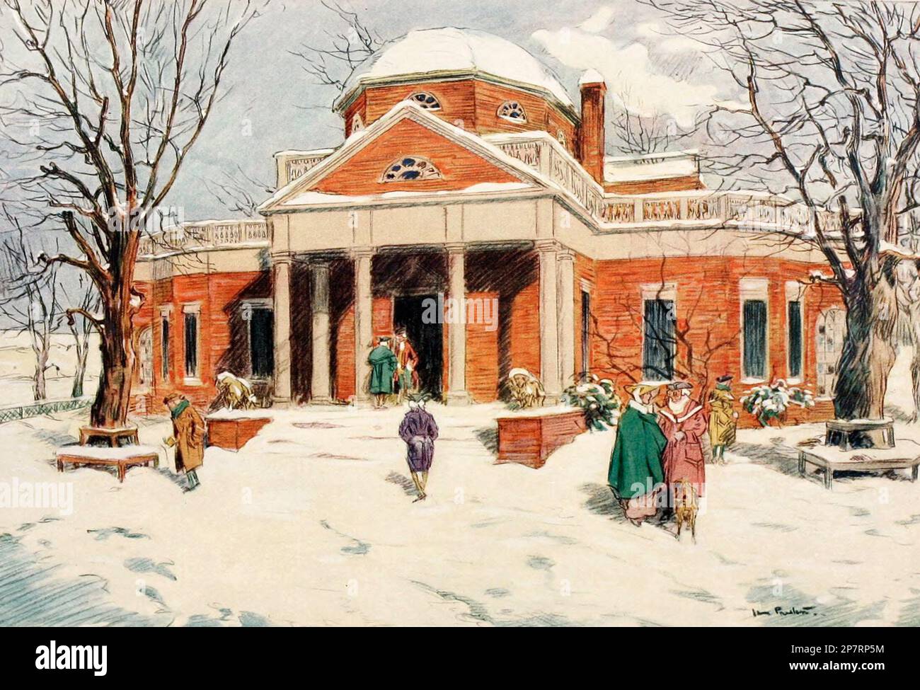 Monticello dans la neige, vers 1900 Banque D'Images