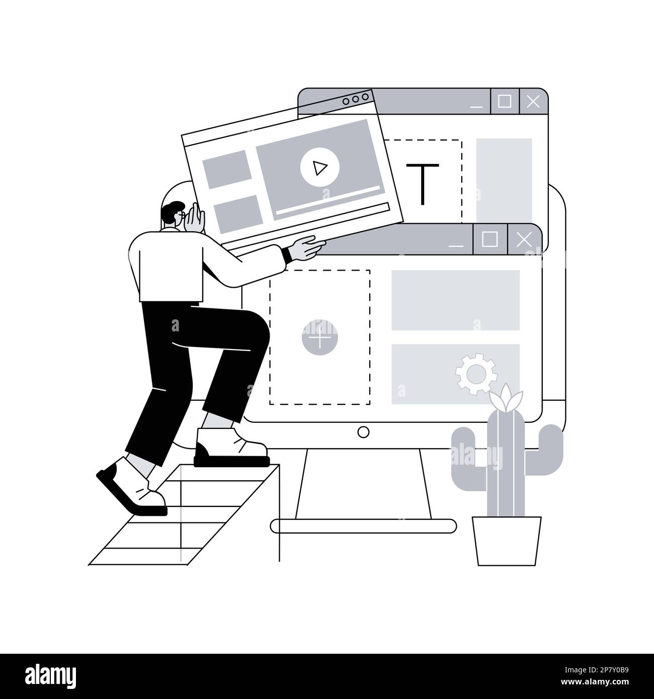 Conception du site concept abstrait illustration vectorielle. Web design studio, société de développement de site, page d'accueil d'affaires, à propos de nous, service de création de page d'accueil d'entreprise, métaphore d'interface abstraite. Illustration de Vecteur