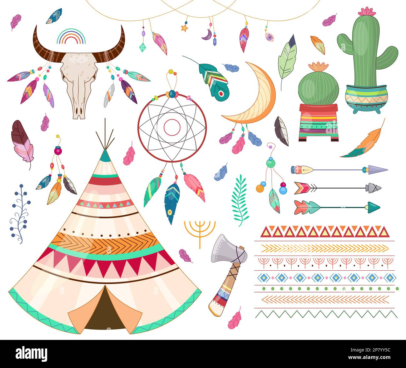 Ensemble d'éléments de style boho Illustration de Vecteur