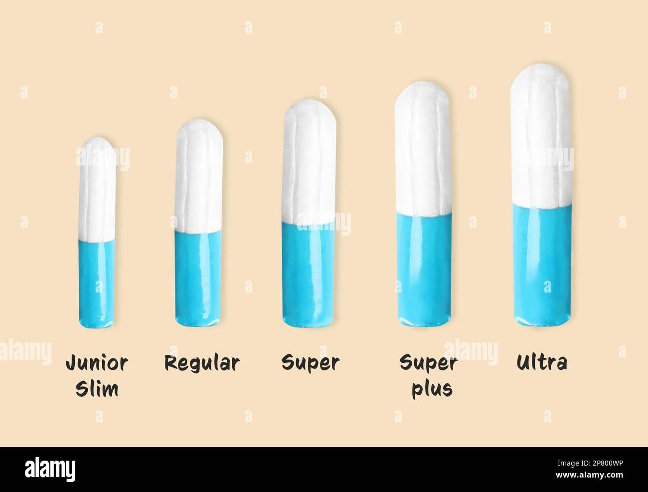 Tampons de différentes tailles sur fond beige Banque D'Images
