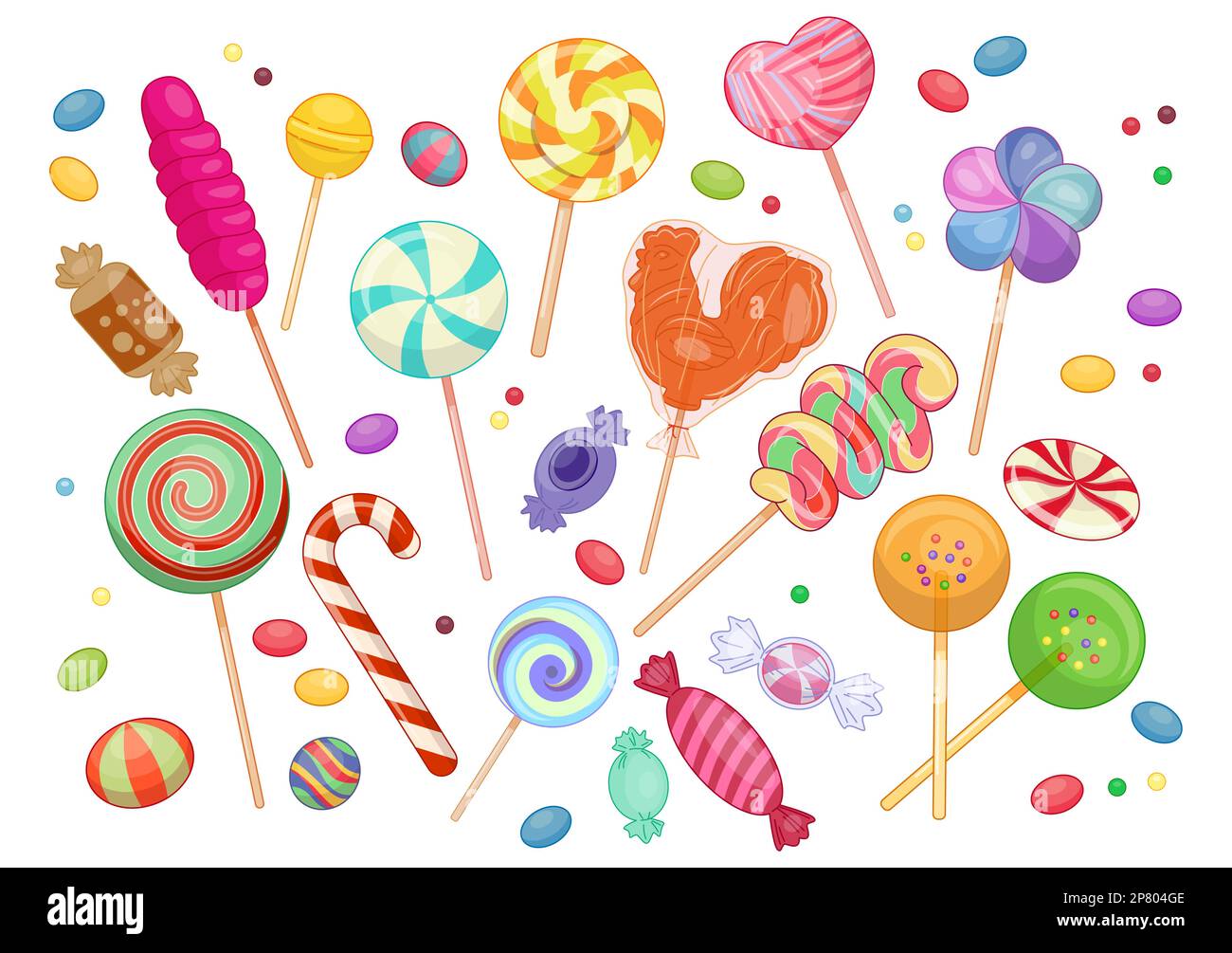 Ensemble de bonbons et bonbons différents Illustration de Vecteur