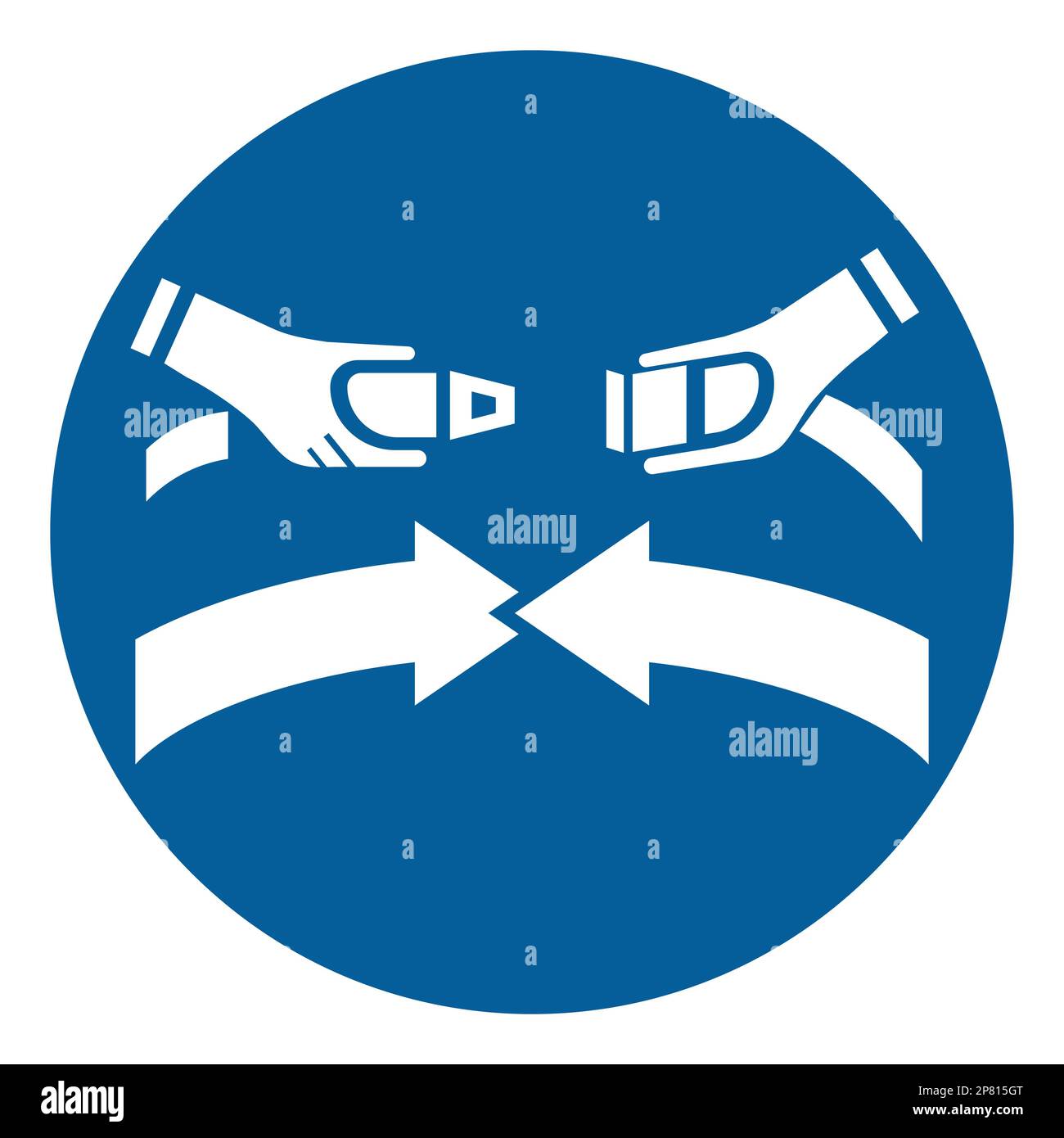 Panneau de l'Organisation maritime internationale (OMI), illustration. Boucler les ceintures de sécurité Banque D'Images