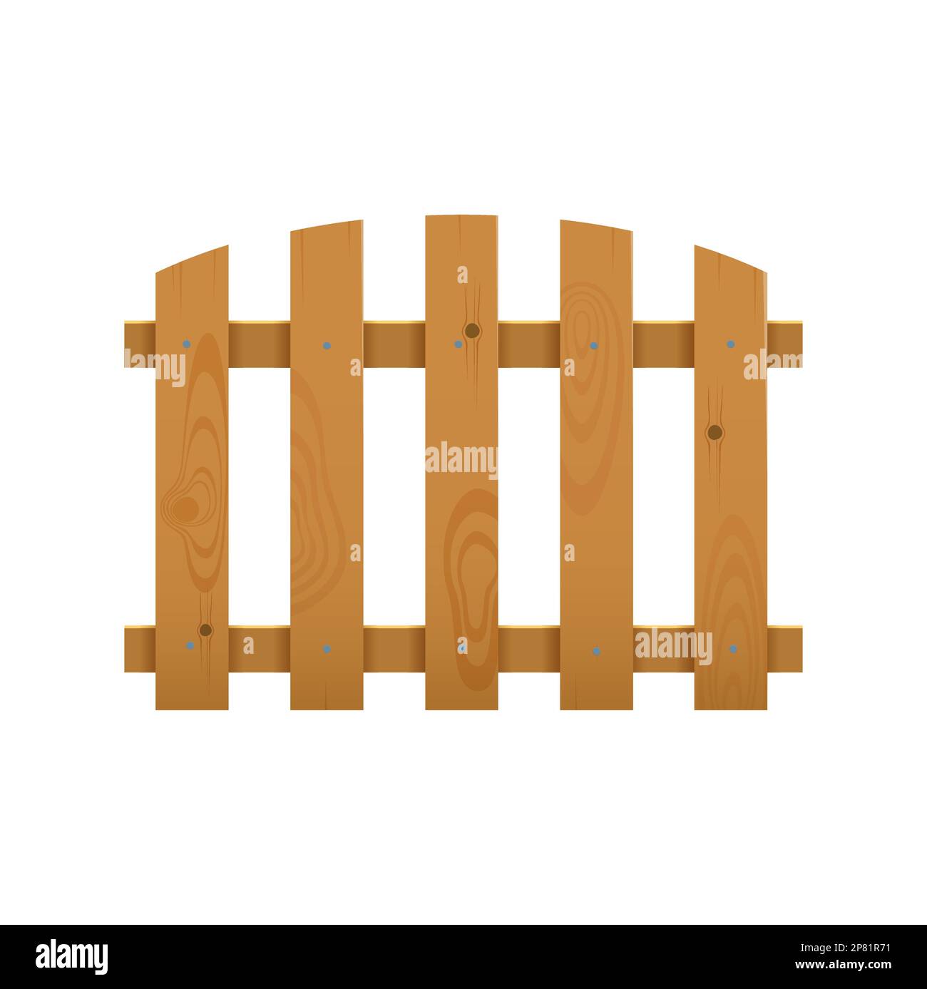 Clôture en bois. Jardin de ferme palissade ou bordure de planche, limite de ranch, clôture de cour de maison de village ou section de vecteur isolé de banister rural. Pays d'origine Illustration de Vecteur