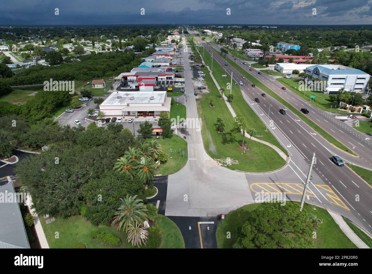 Vue aérienne de Port Charlotte, Floride. Banque D'Images